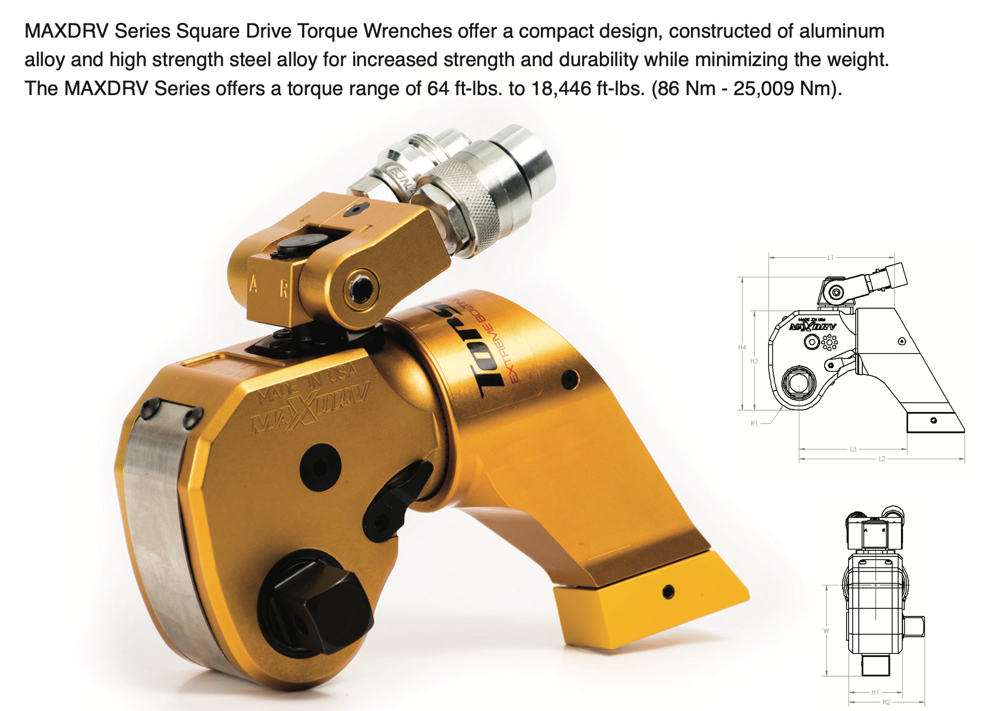 TorsionX MAXDRV Series Square Drive Hydraulic Torque Wrench Alpha